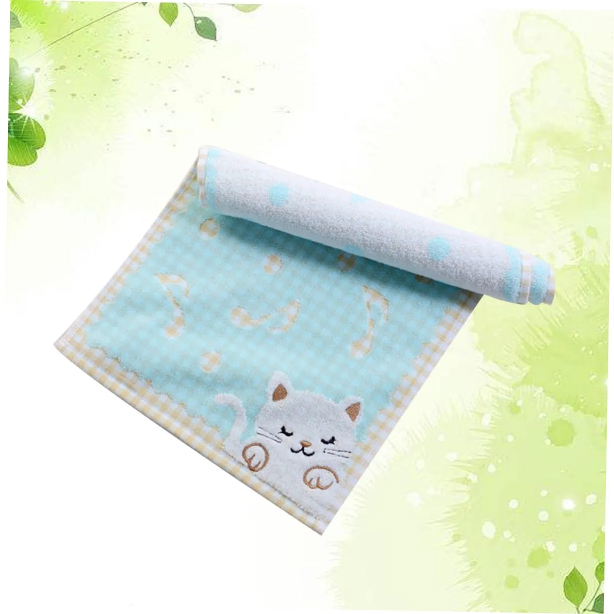 No brand Детское полотенце для лица с котенком, Cotton, 48.3x25.4 см, Blue — фото 2
