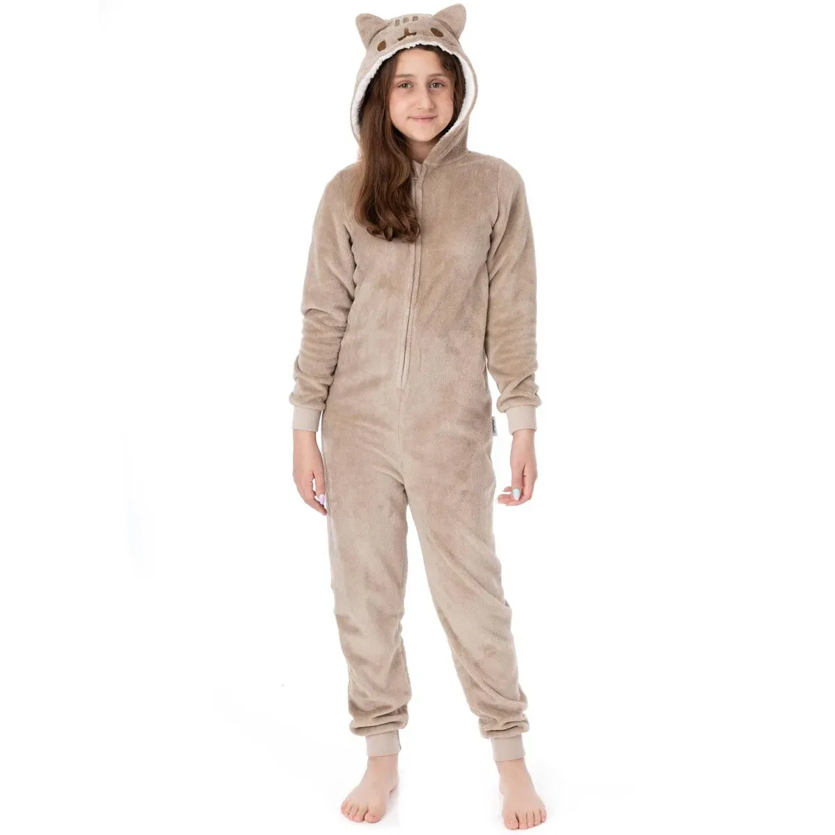 Детский комбинезон для девочек с принтом и ушками Pusheen, Brown