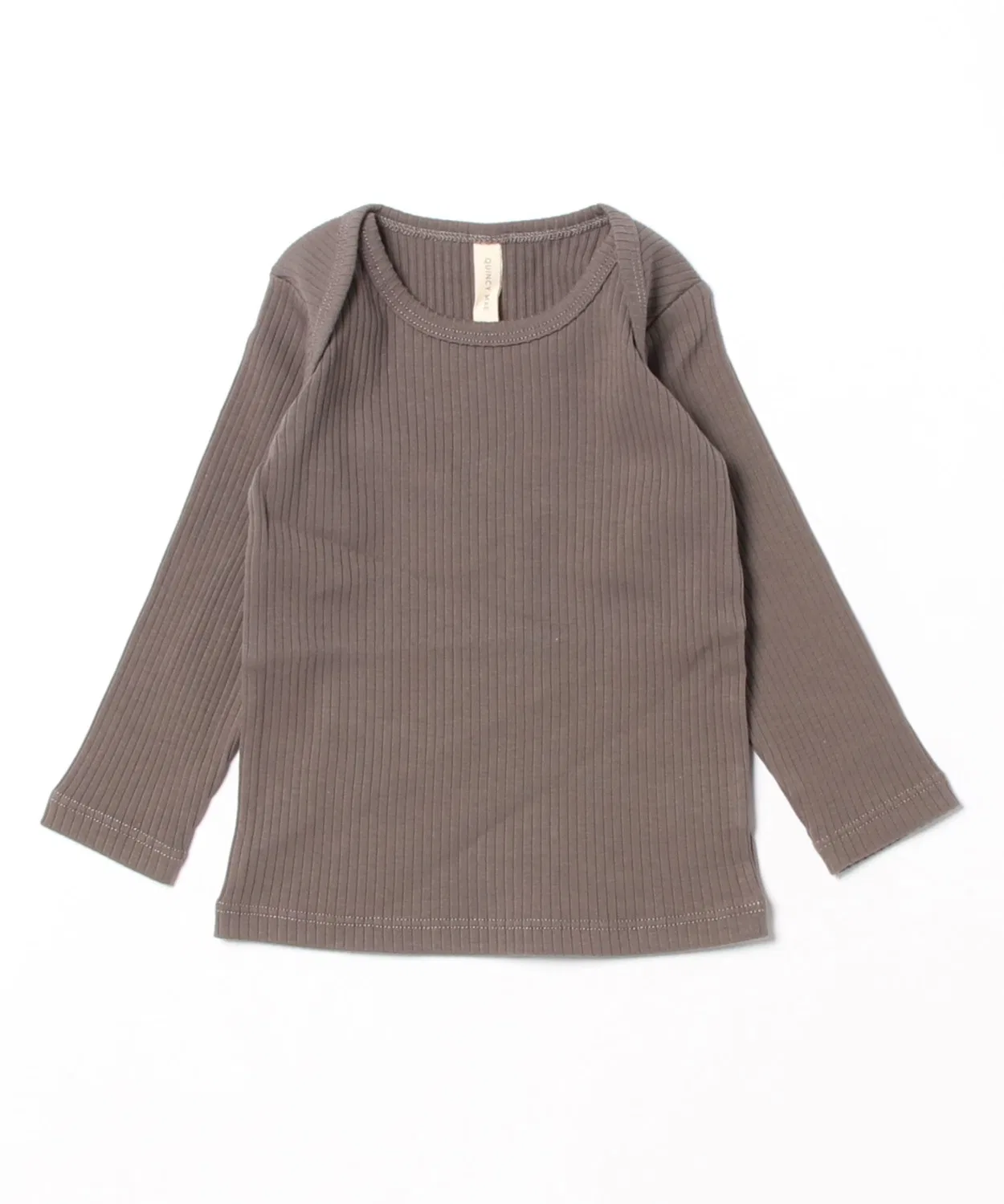 Детская футболка с длинным рукавомRibbed Long Sleeve Tee Quincy Mae, Charcoal