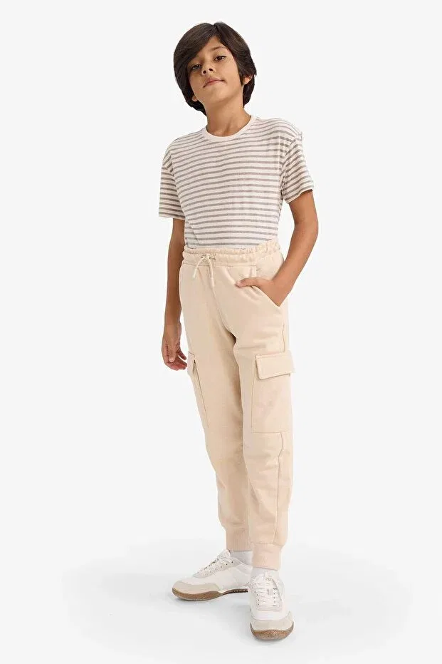Детские спортивные штаны для мальчиков с эластичным манжетом Defacto, Beige Bg115 — фото 2