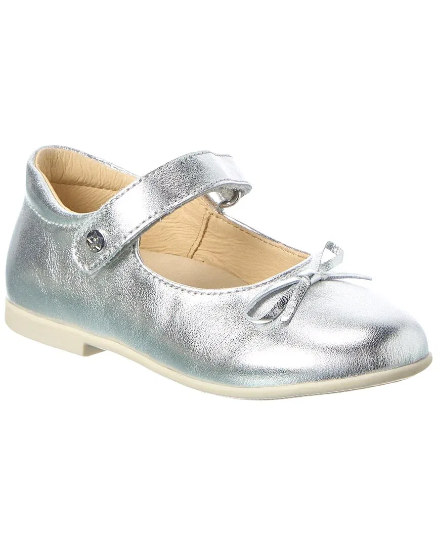Детские балетки из кожи с бантом Naturino Leather Ballet Flat, Silver