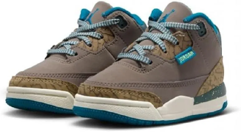 Детские кроссовки для мальчиков Jordan 3 Retro Nike, Olive Grey/Khaki/Sea Glass/Green Abyss — фото 3