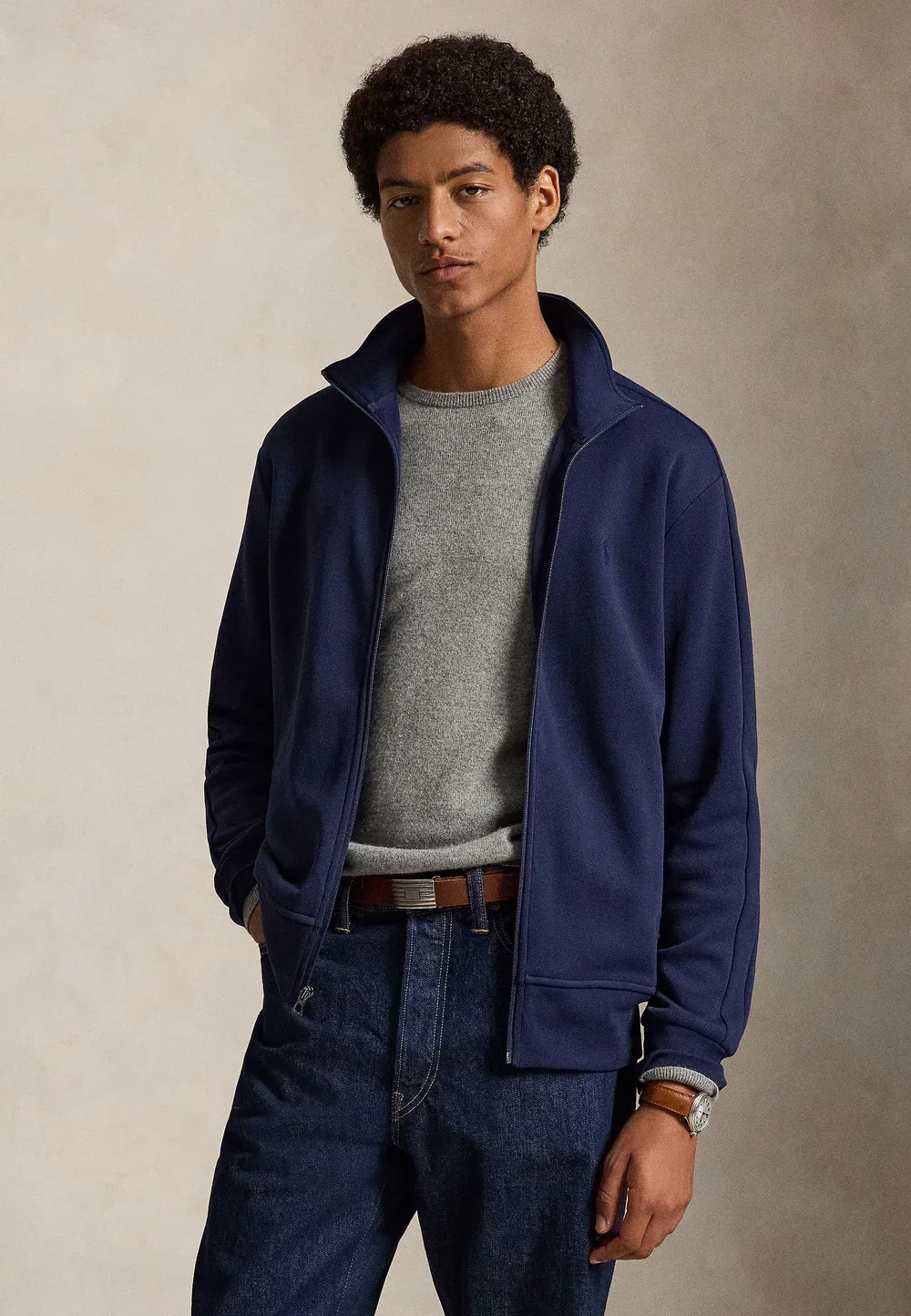 Спортивная куртка из двойной вязки - толстовка на молнии Polo Ralph Lauren, Newport Navy