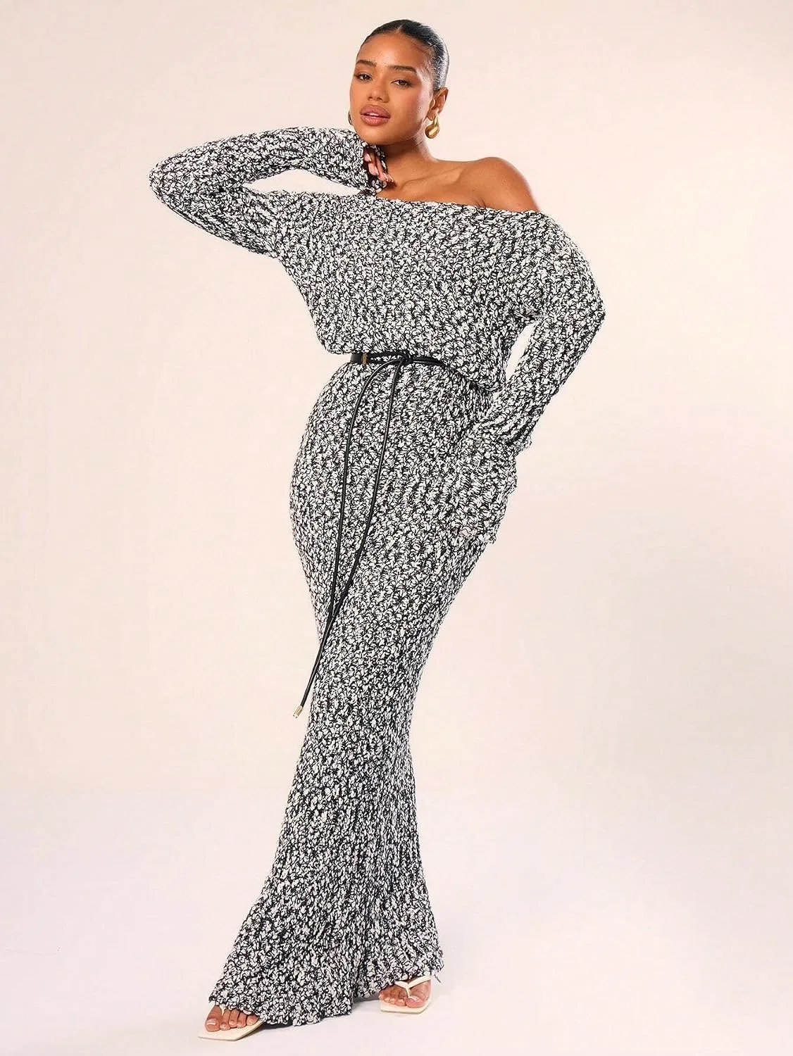 Женское платье-свитер макси с принтом Knitwear, Multicolor — фото 3