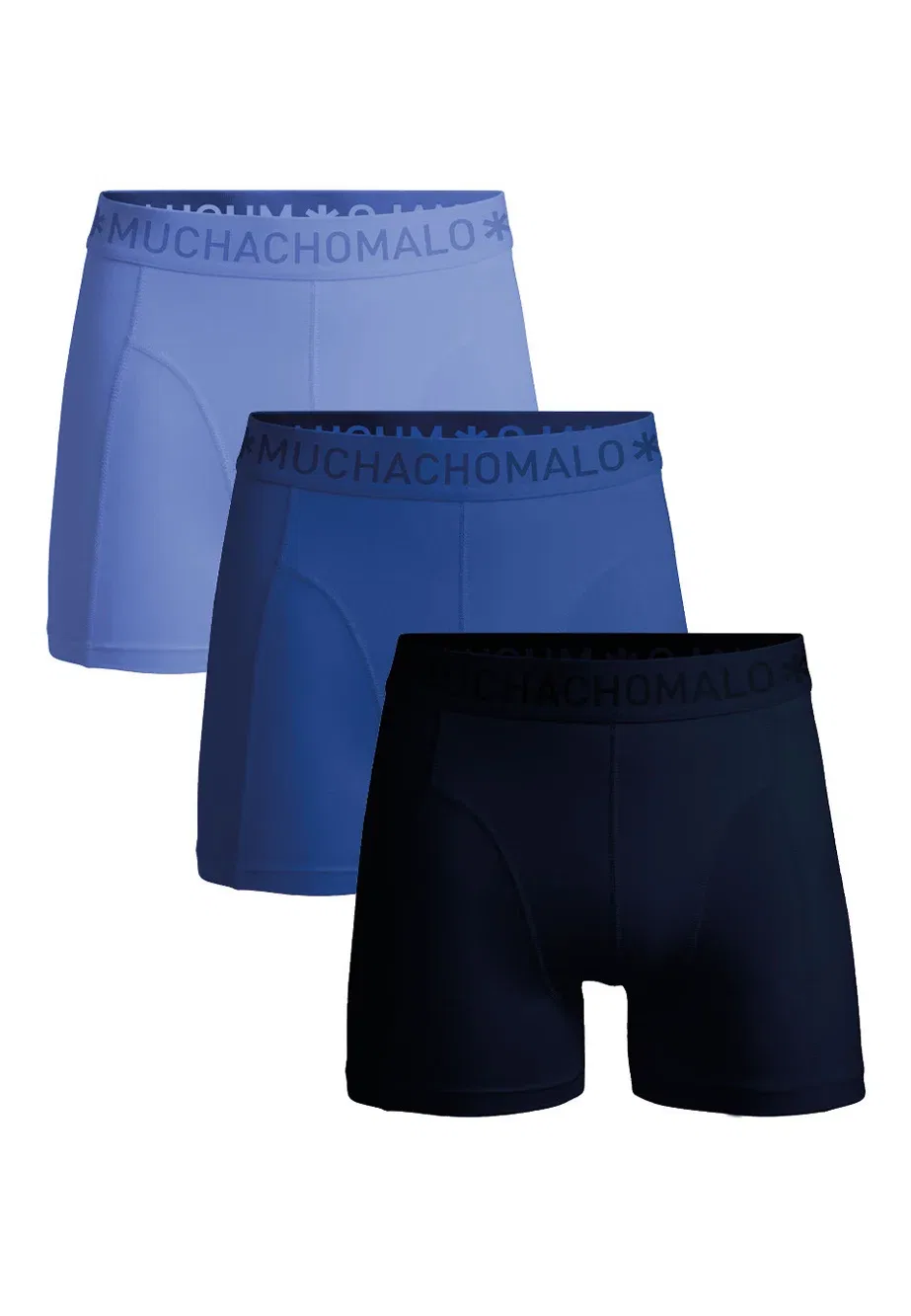 Комплект из 3 однотонных боксерских трусов Muchachomalo, Black Blue