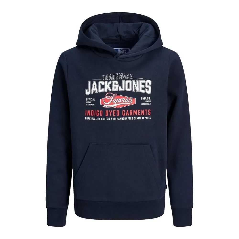 Детское худи с принтом Jack & jones Logo 2Col, Blue — фото 3