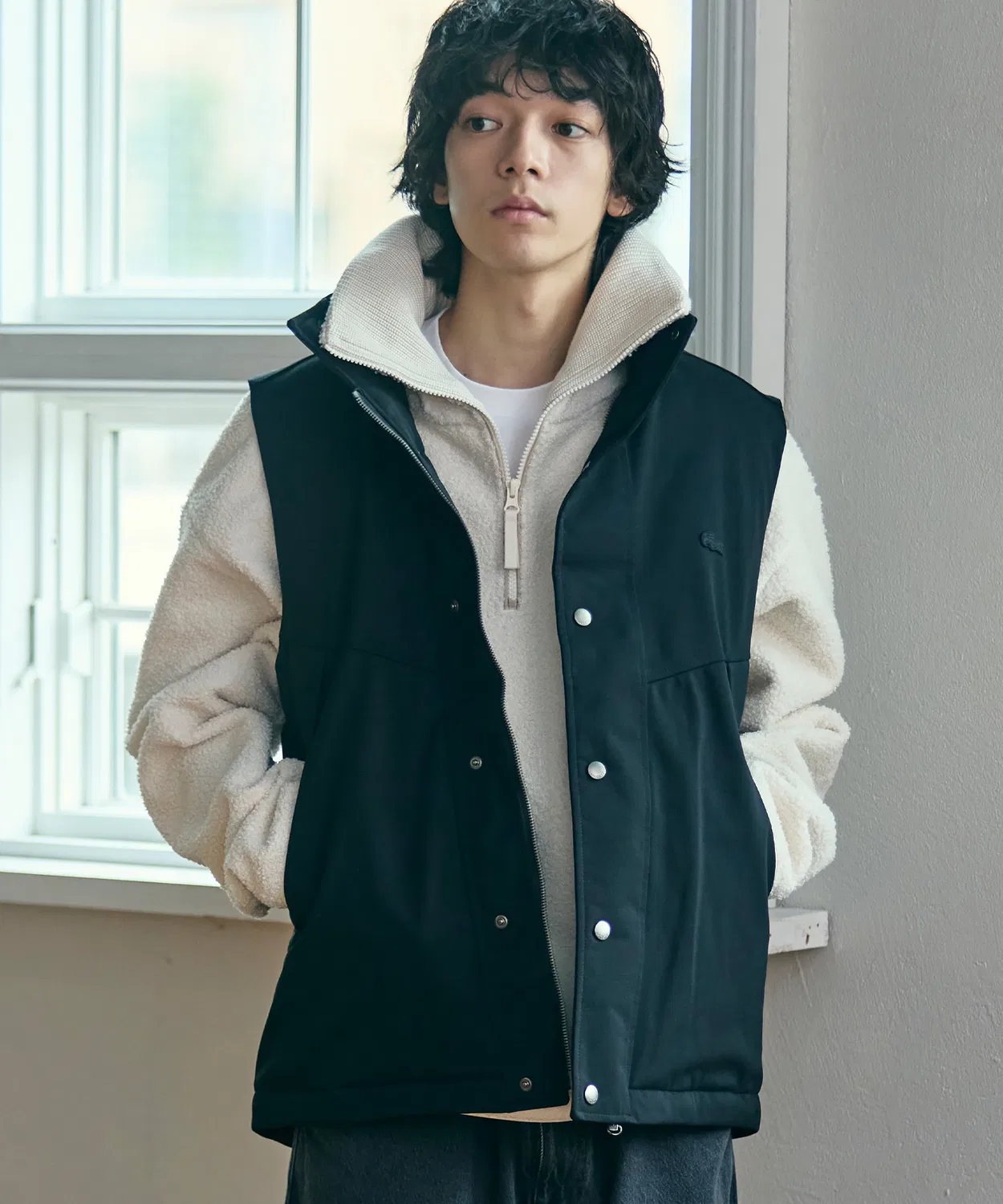 Мужской стеганый жилет LACOSTE, Off White — фото 4