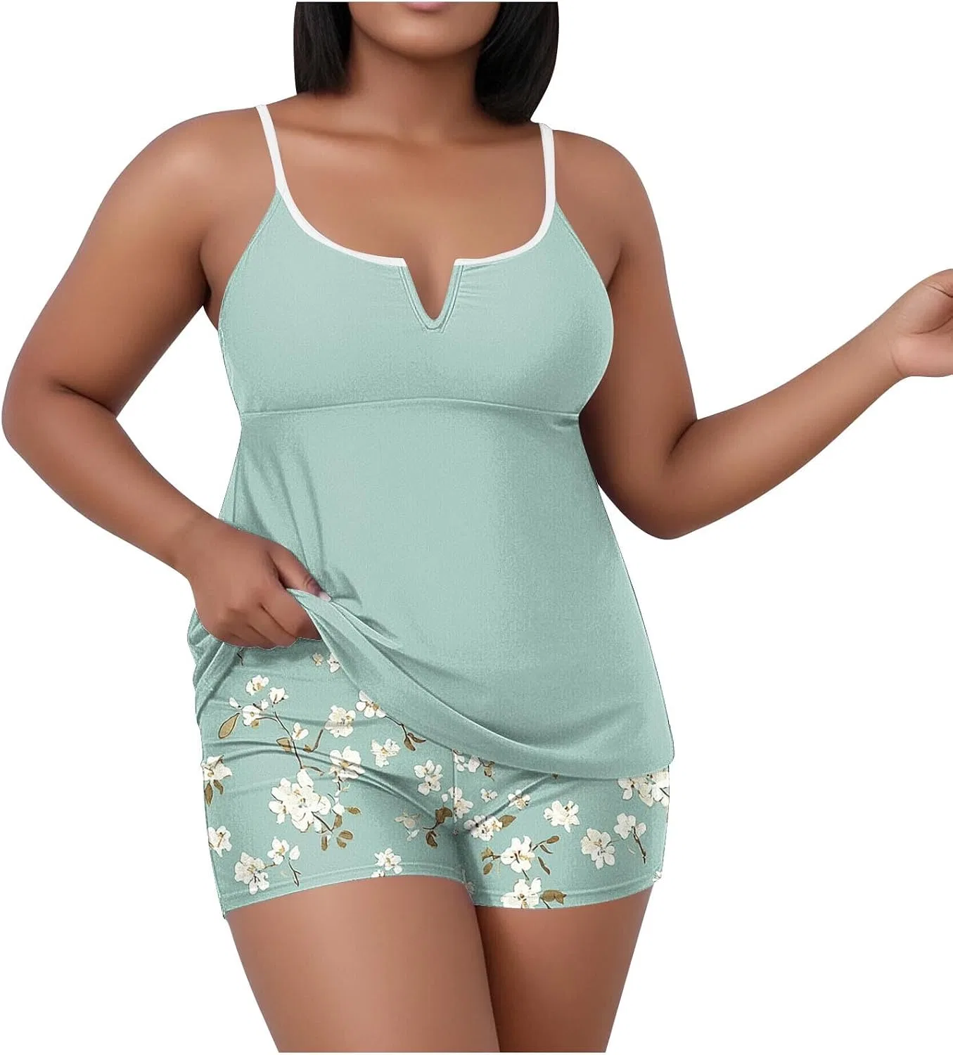 Женский танкини с контролем живота, 2-piece, Green