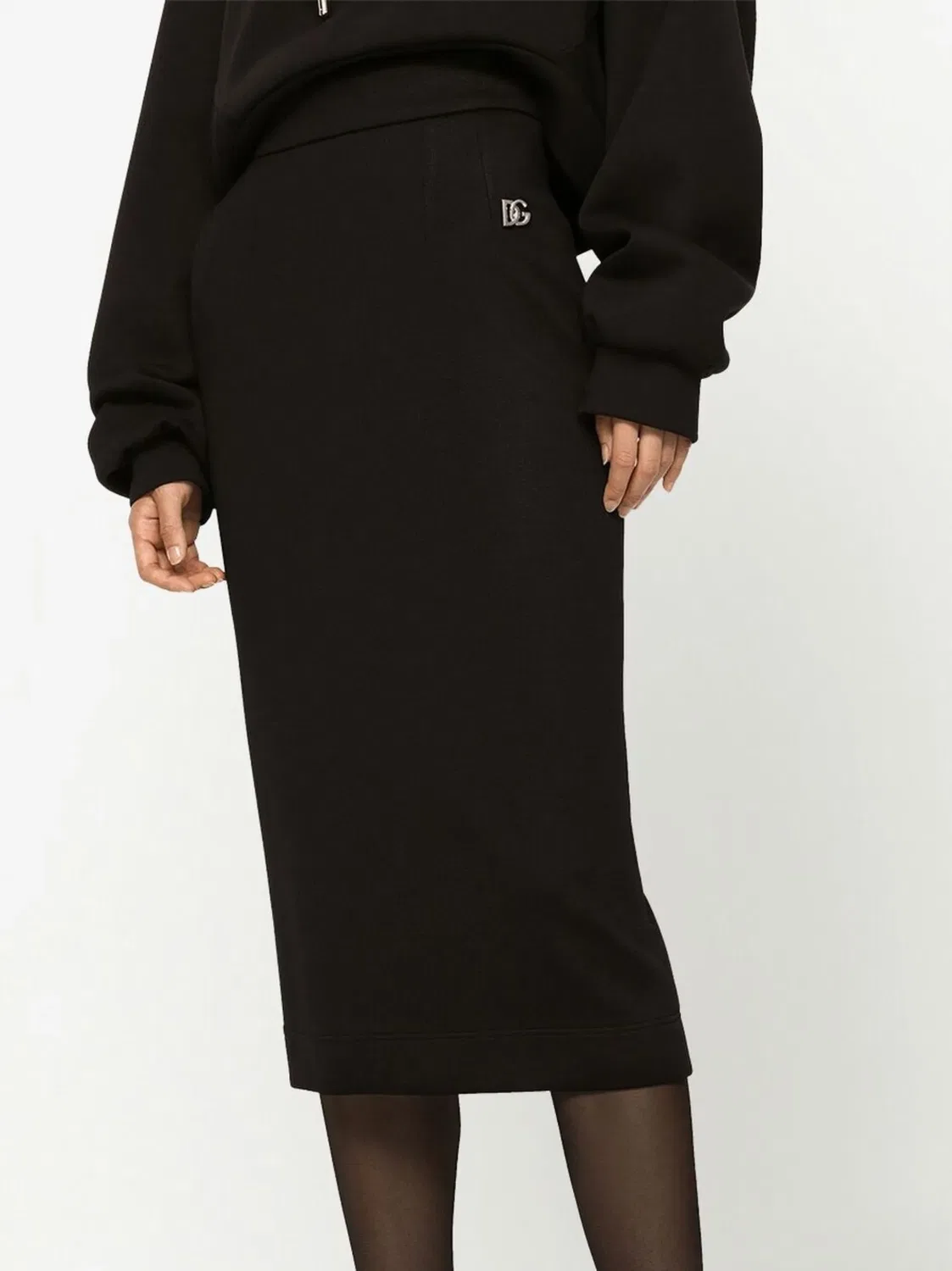 Dolce & Gabbana Юбка Milano-rib миди Черная — фото 2