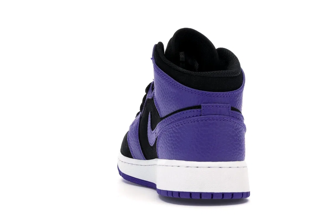 Детские кроссовки Lifestyle с кожаным верхом Jordan 1 Mid, Black/Dark Concord-White — фото 4