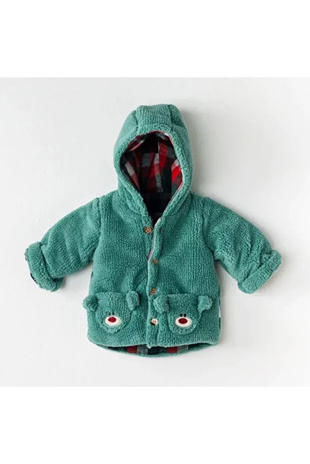 Детское пальто для девочек с капюшоном New year baby coat Generic Brands, Зеленый