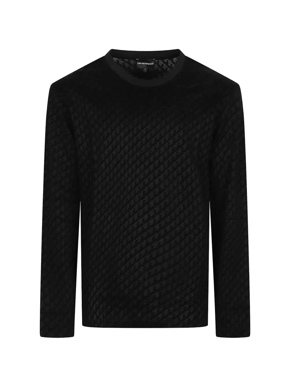 Лонгслив с логотипом и жаккардовым узором EMPORIO ARMANI, черный