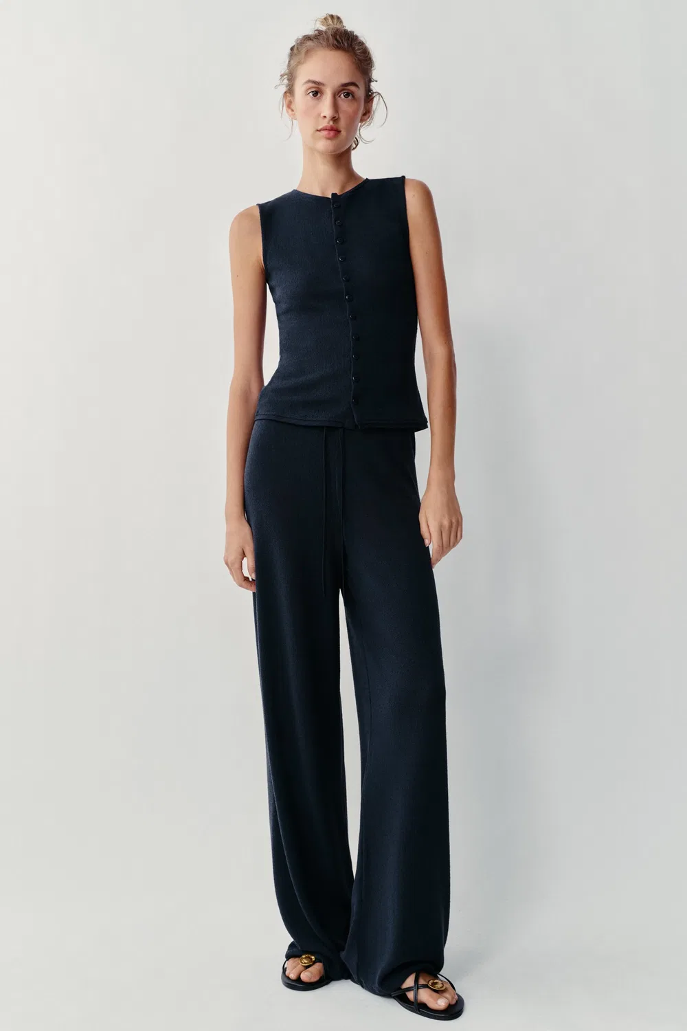 Рустикальные брюки ZARA, Navy blue