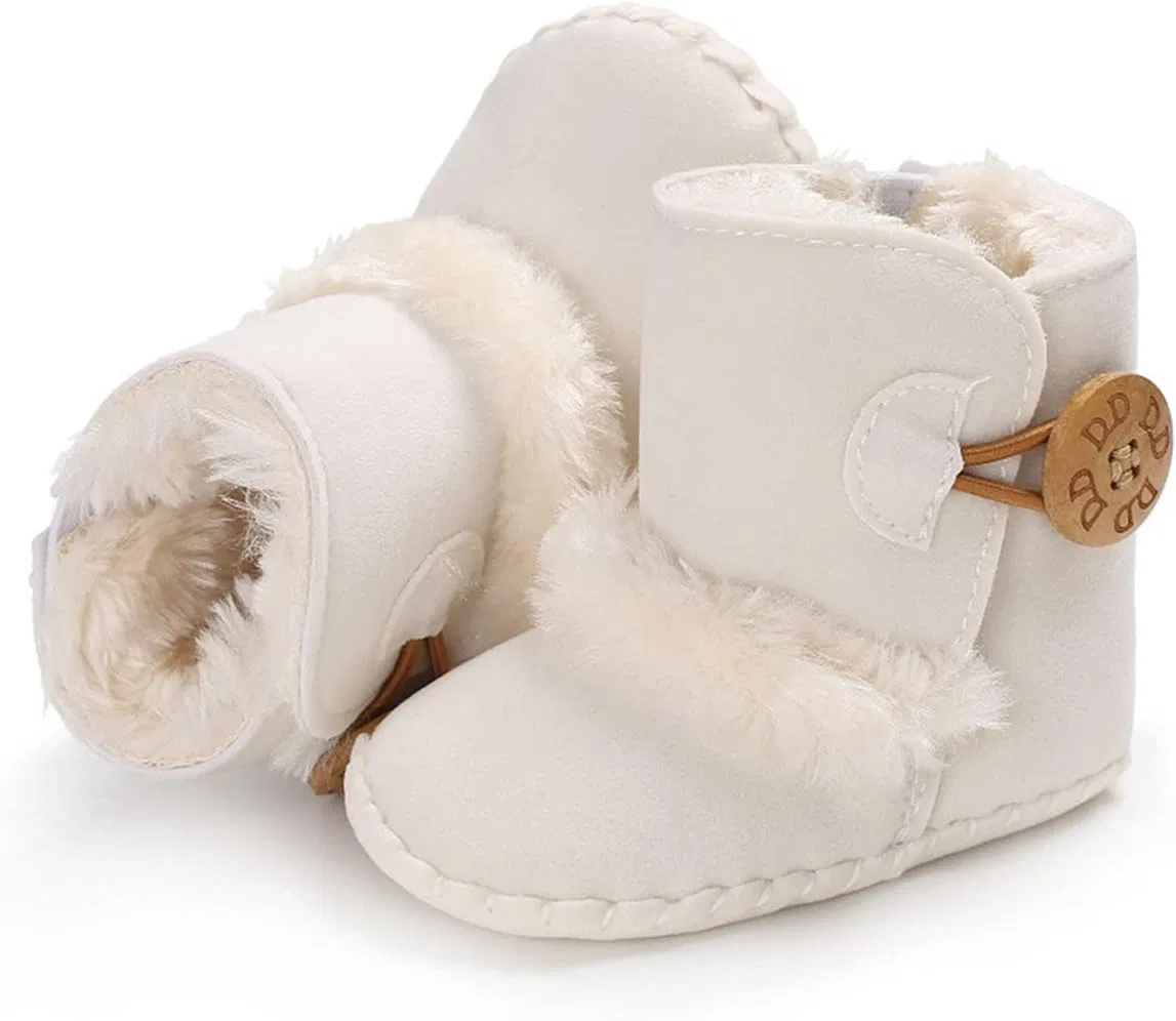 Детские зимние ботинки для девочек с пуговицей HsdsBebe, White — фото 4