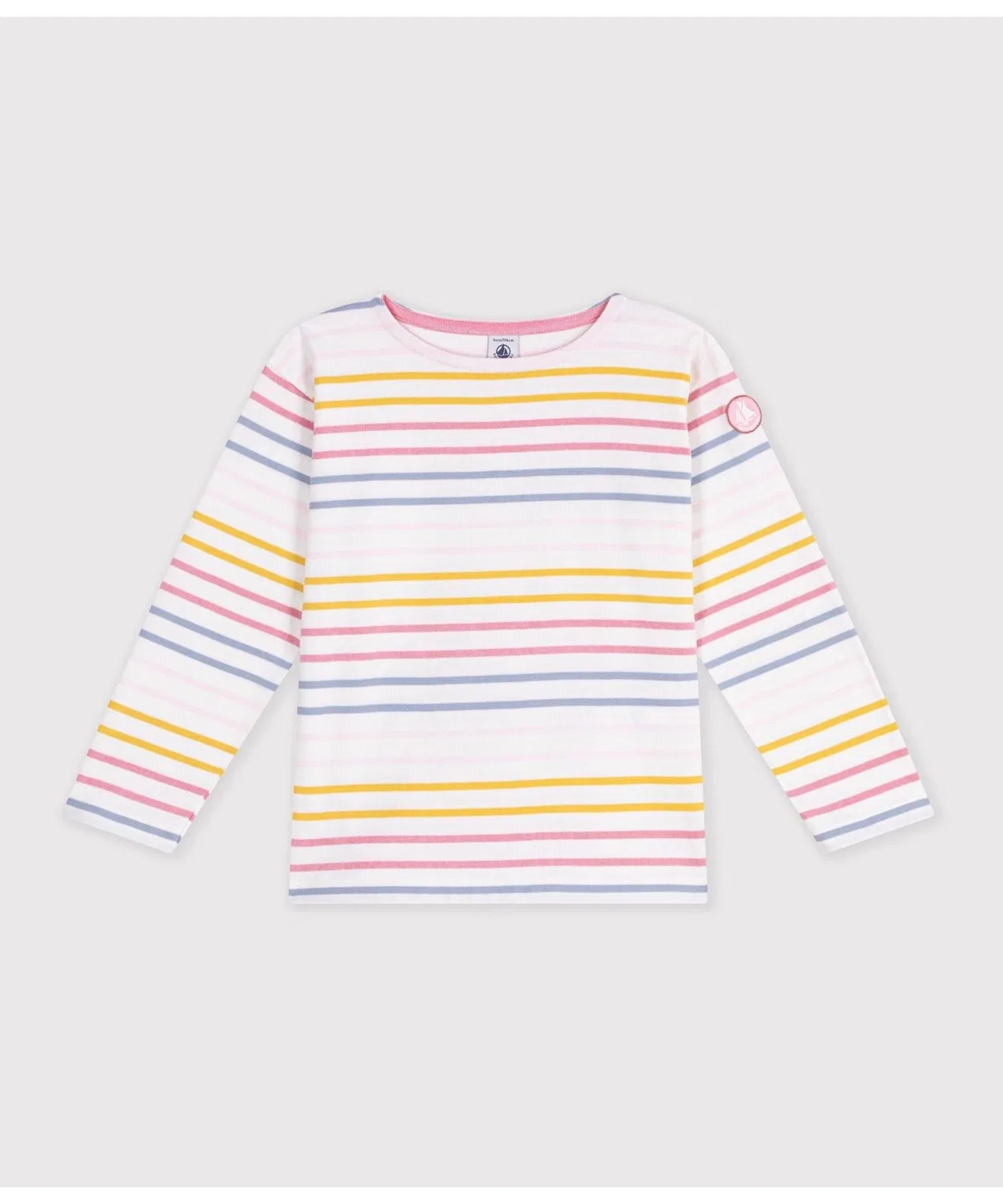 Детский лонгслив с принтом Marinière PETIT BATEAU, Белый — фото 4