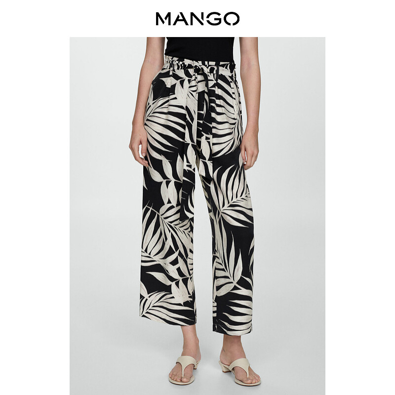

Женские брюки Mango с принтом растений, черный
