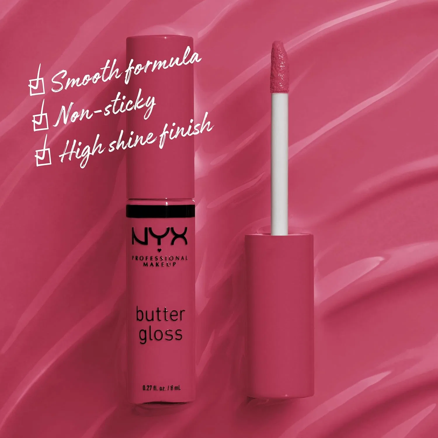 Блеск для губ Buttery Soft, стойкий, NYX PROFESSIONAL MAKEUP, 7.65 г, Pink — фото 2