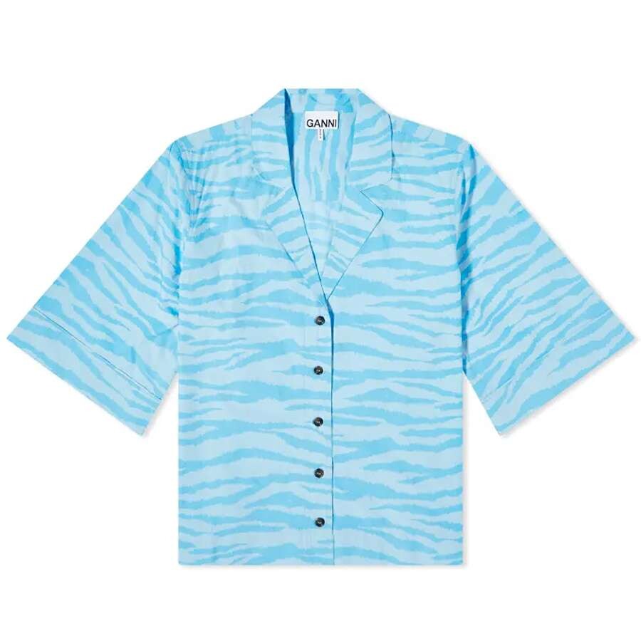 

Рубашка GANNI Printed Cotton, синий