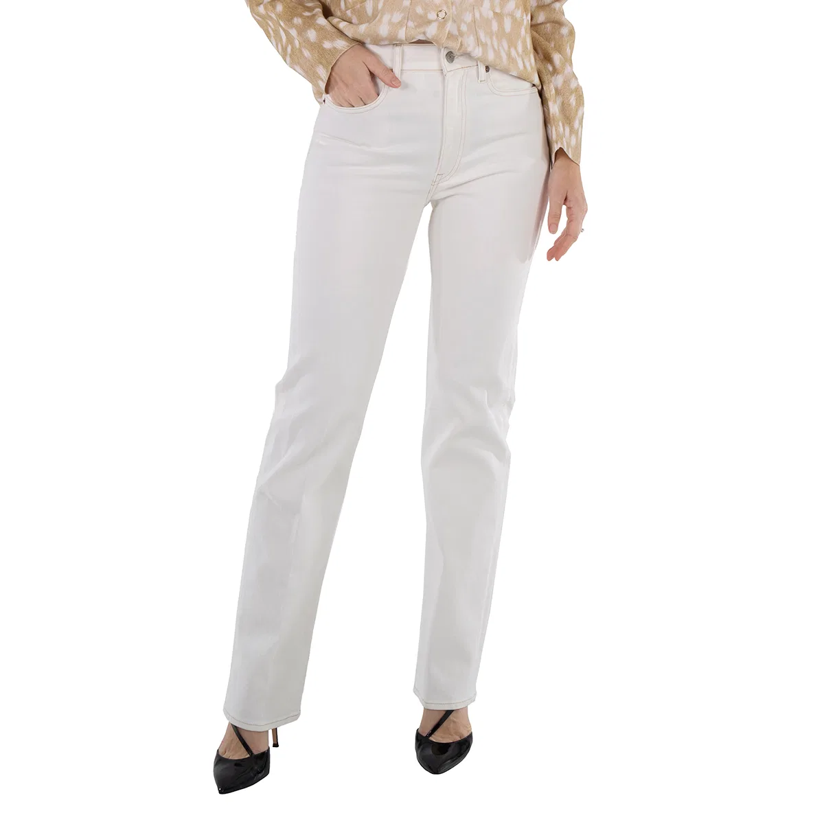 Джинсы из стрейч-хлопка с прямым кроем Stretch-Cotton Denim Jeans Polo Ralph Lauren, Cream