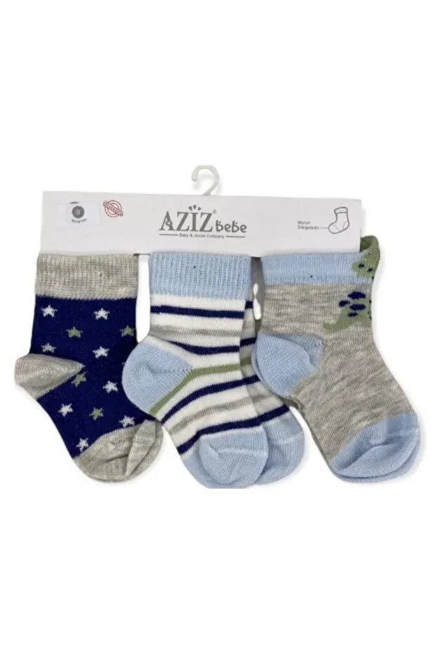 Детские носки для мальчиков хлопковые Набор 3 шт Aziz Bebe, Gray