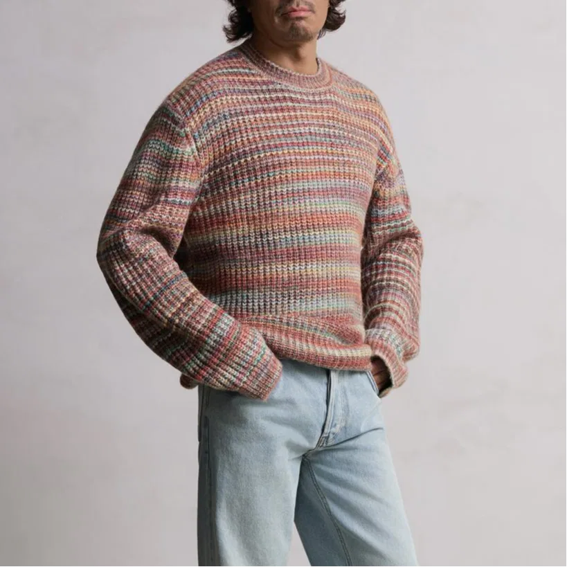 Мужской свитер с круглым вырезом, мультиколор, ZARA, Multicolor — фото 4