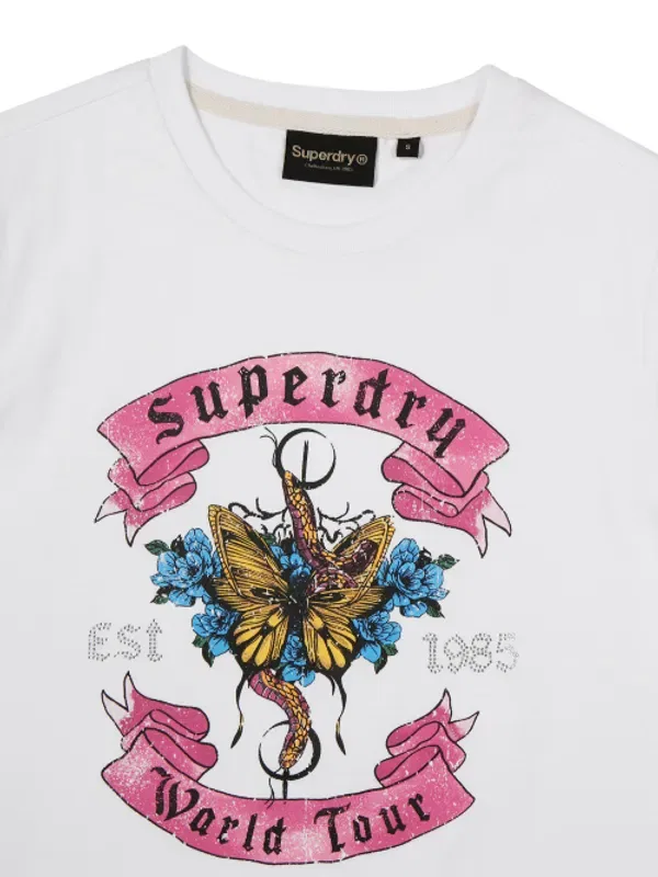 Футболка с тату-графикой, Superdry, белый — фото 3