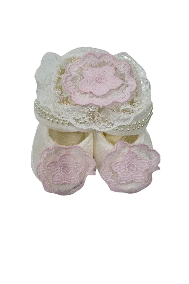 Детские сапожки-ботиночки на шнуровке из атласа для девочек Crowned and Mevlütlük Esterella, Pink-Flower — фото 2