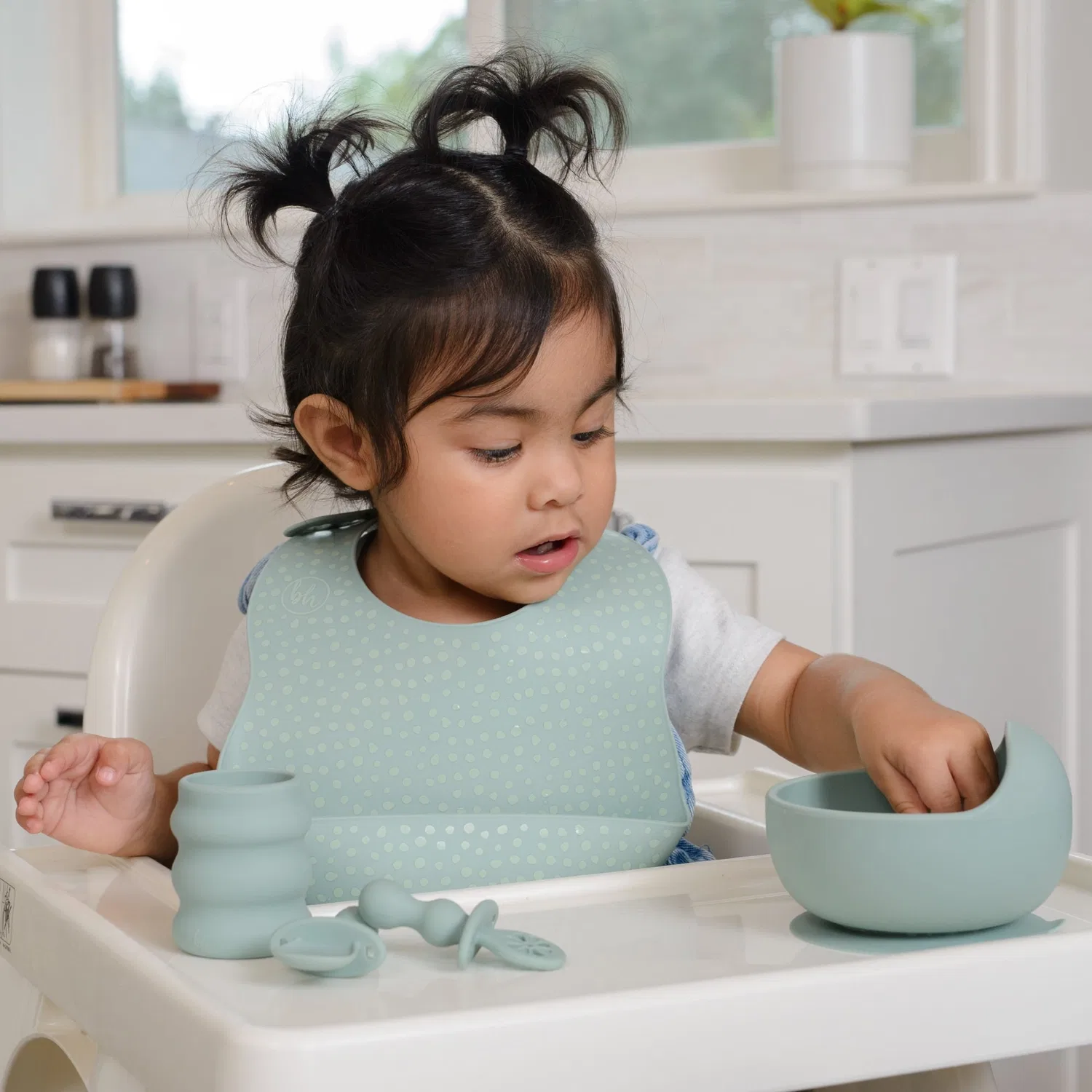 Набор для прикорма Baby Led Weaning 5 предметов, силикон, BooginHead, Green — фото 4