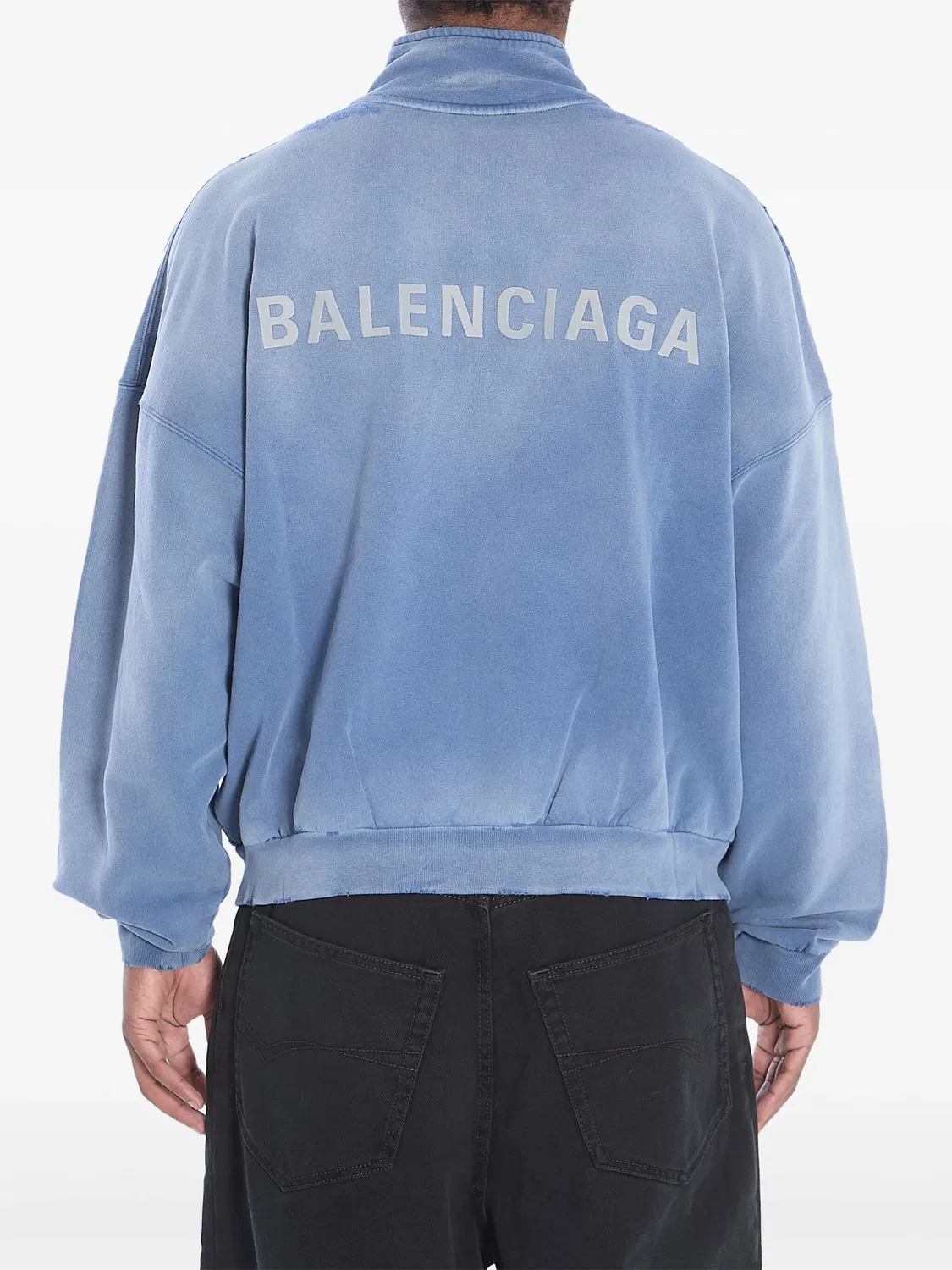 Куртка с логотипом Balenciaga на молнии, стальной синий — фото 2