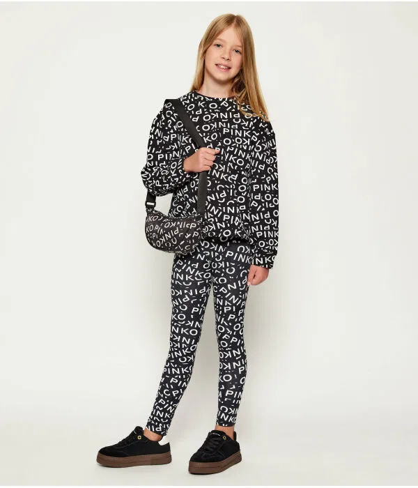 Детские леггинсы для девочек с принтом Slim Fit Pinko Up, черный — фото 2