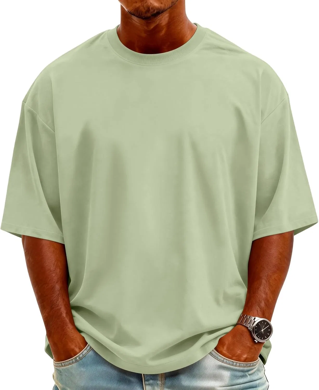 Мужская футболка оверсайз с круглым вырезом Generic, Light Green