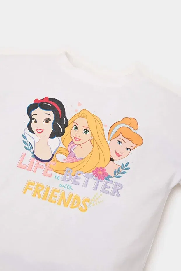 Детская футболка для девочек хлопковая Disney Princess Defacto, White-Wt34 — фото 2