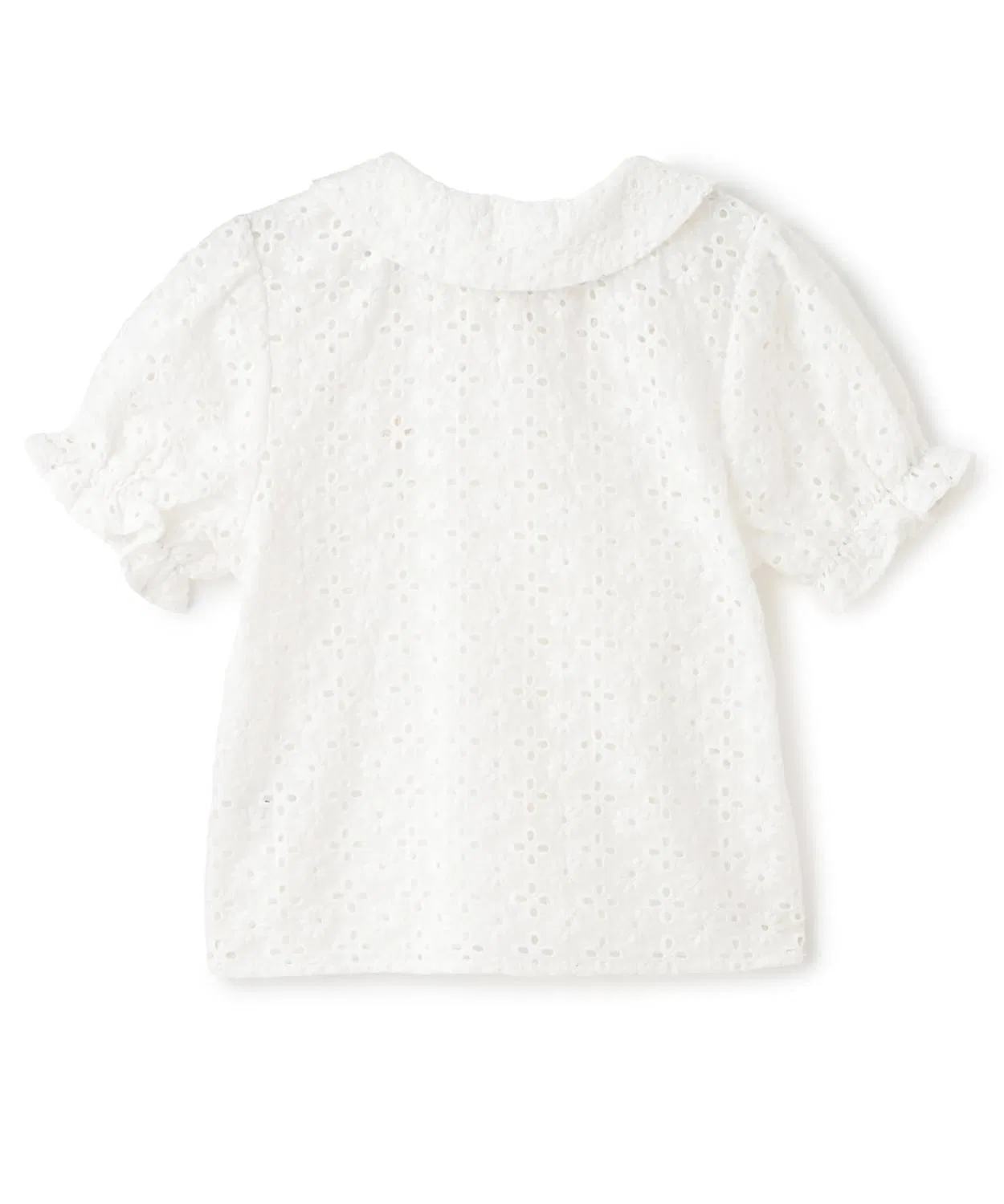 Детская блузка хлопковая с кружевом и пышными рукавами Lycee mine, Off White — фото 4