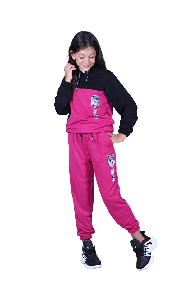 Детский комплект спортивного костюма для девочек с принтом Ya Ko Kids, Fuchsia — фото 4