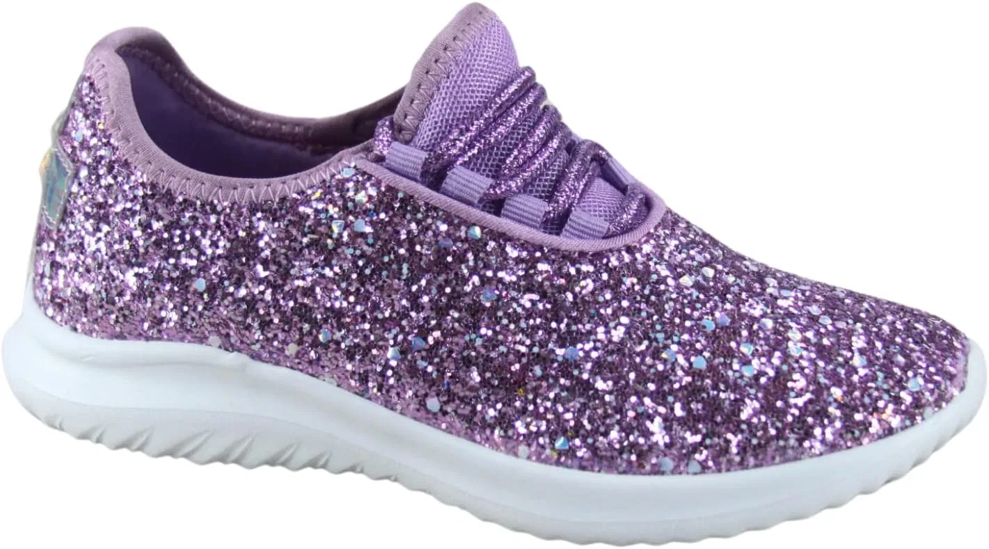 Детские кроссовки для девочек с блестками и кружевом toozon, Purple