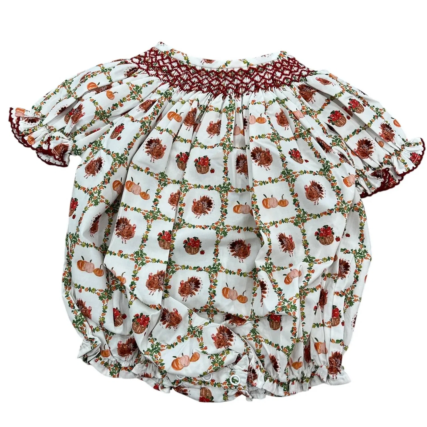 Детский боди-комбинезон для девочек с принтом Turkey Tartan Bubble Smockingbird, White