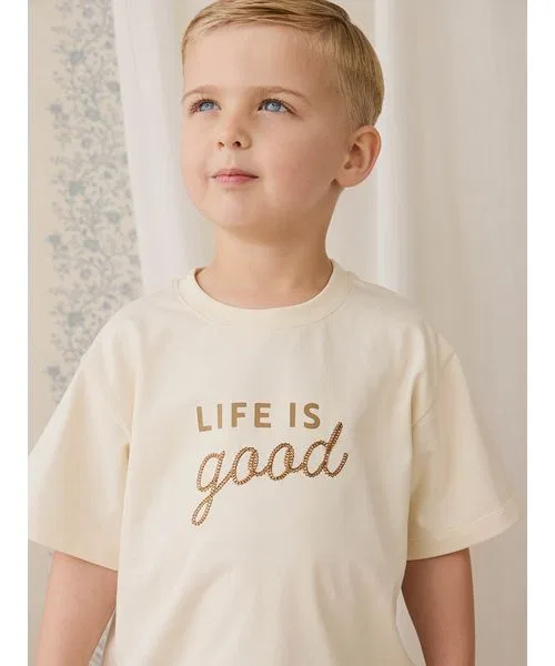 Детская футболка из органического хлопка с принтом Cloud Life is Good JAMIE KAY, Off White — фото 3