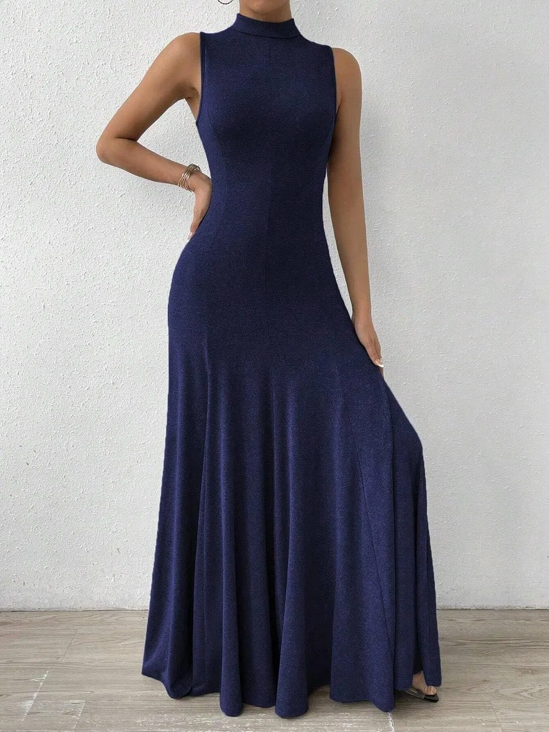 Женское облегающее платье-макси без рукавов Navy Blue — фото 4