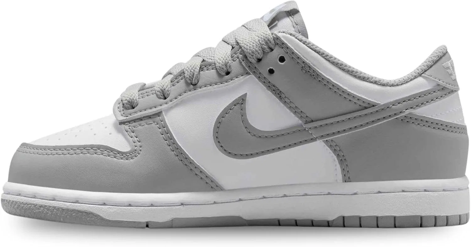 Детские кроссовки для девочек Nike Dunk Low Little Kids' Shoes, White/White/Light Smoke Grey — фото 4