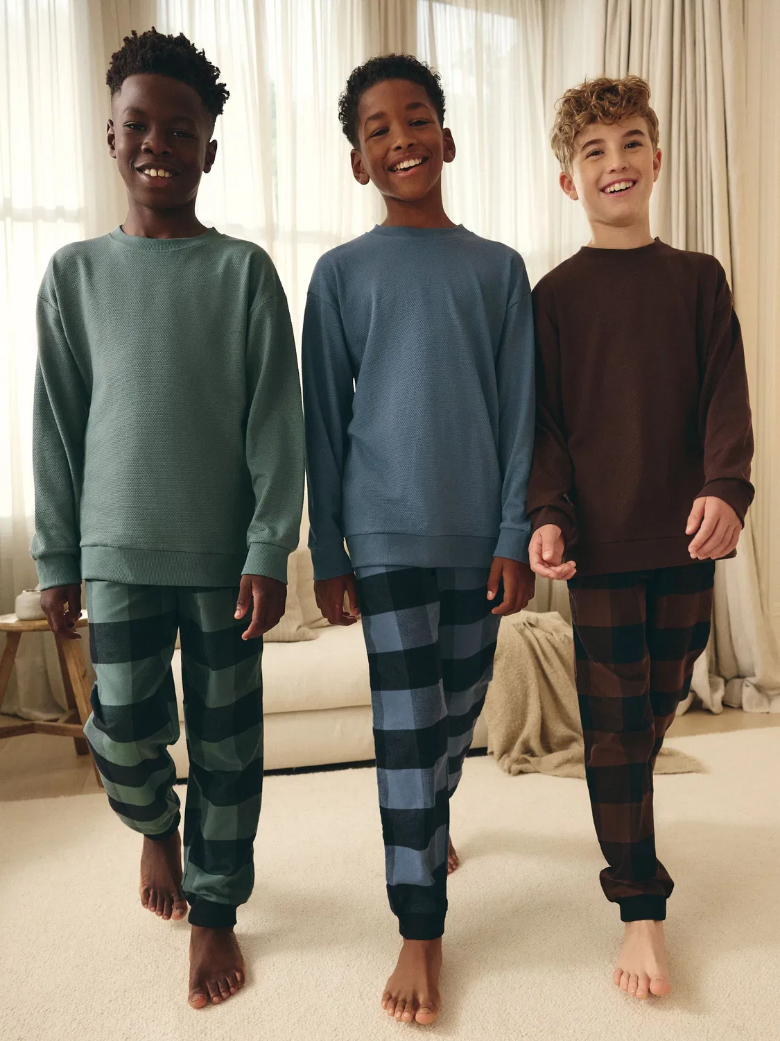 Пижама 3 предмета, Woven Check Next, синий/зеленый/коричневый