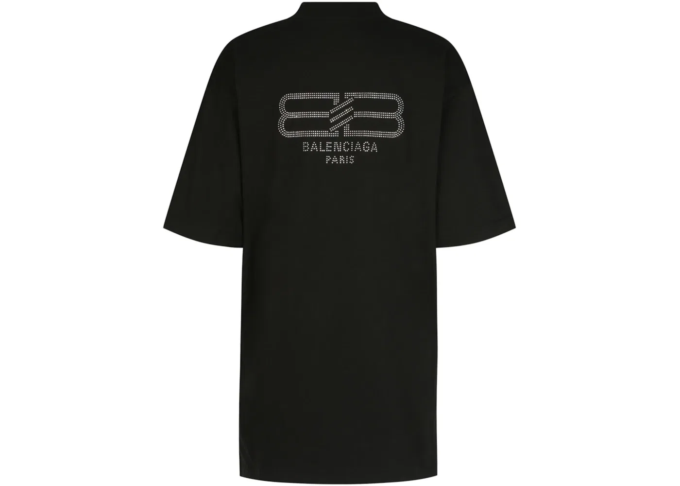 Женская футболка с принтом Balenciaga BB Paris Rhinestone T-shirt, Washed Black — фото 2