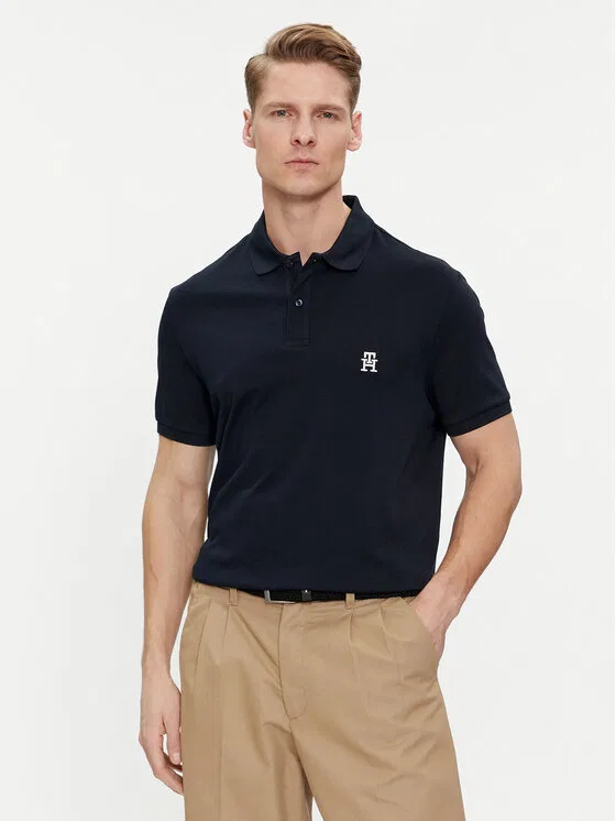 Поло regular fit Interlock Tommy Hilfiger, темно-синий