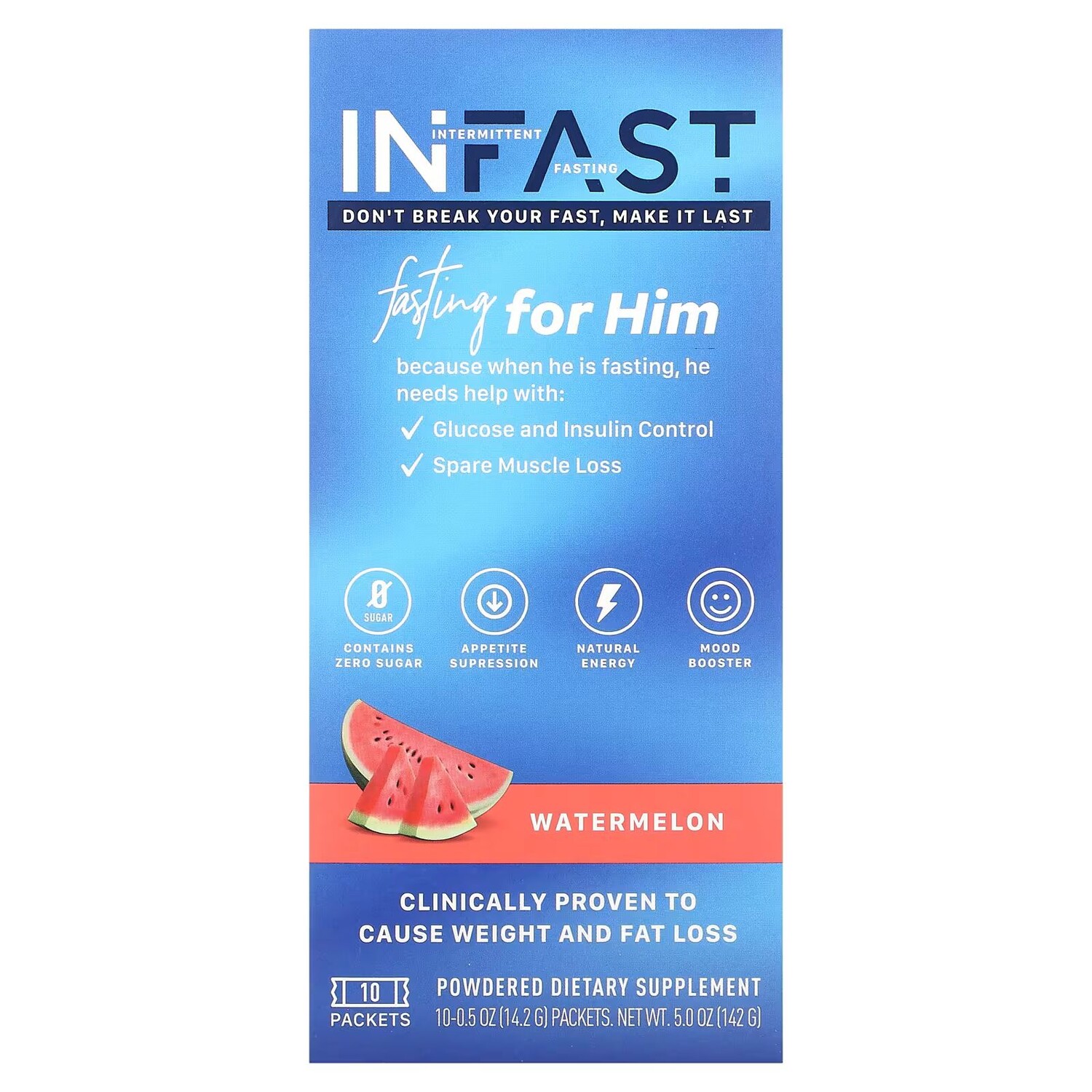 

INFAST, для него, арбуз, 10 пакетов по 0,5 унции (14,2 г) каждый Real Ketones