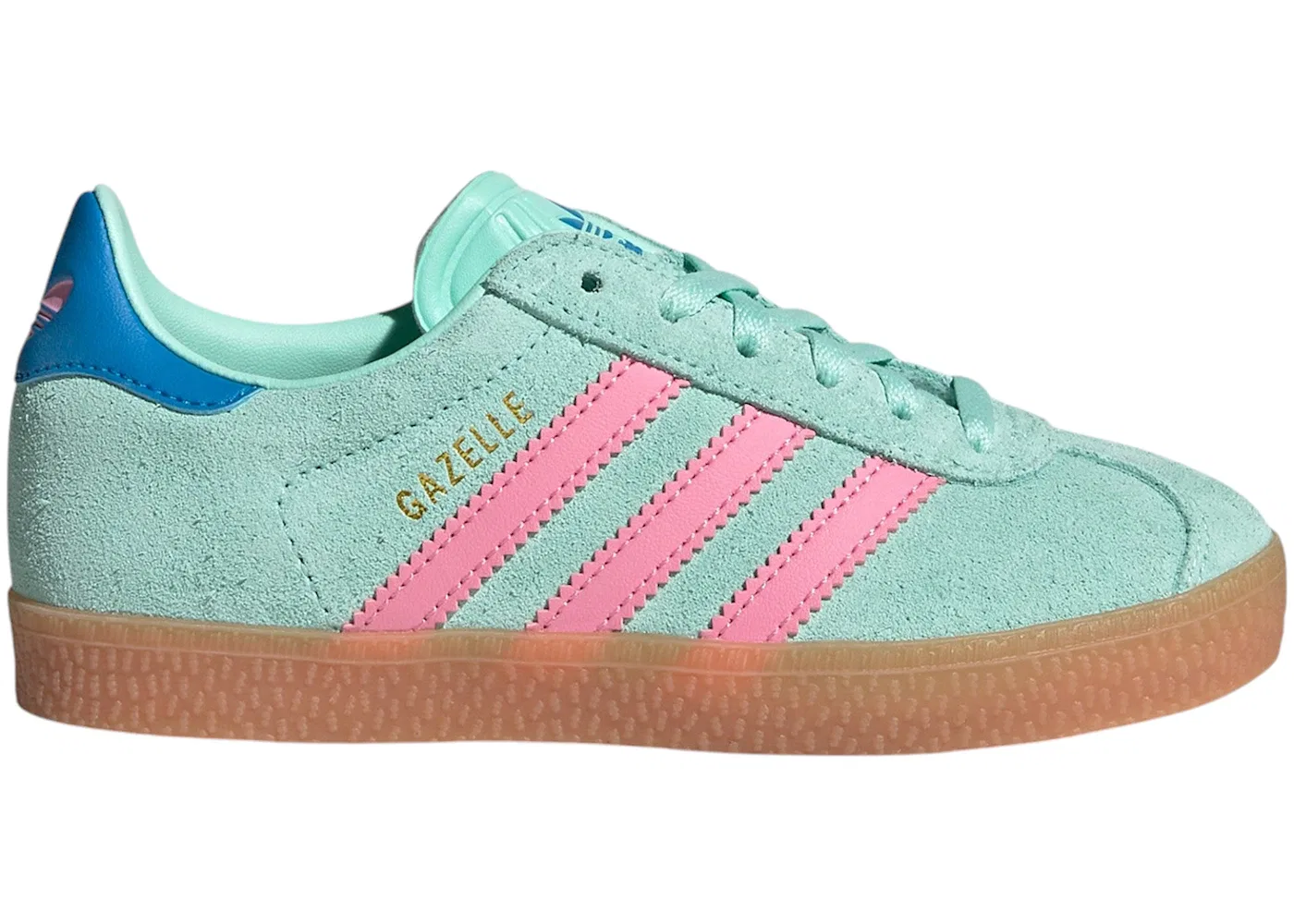 Детские кроссовки Lifestyle с замшевым верхом Adidas Gazelle, Clear Mint/Bliss Pink/Bright Blue