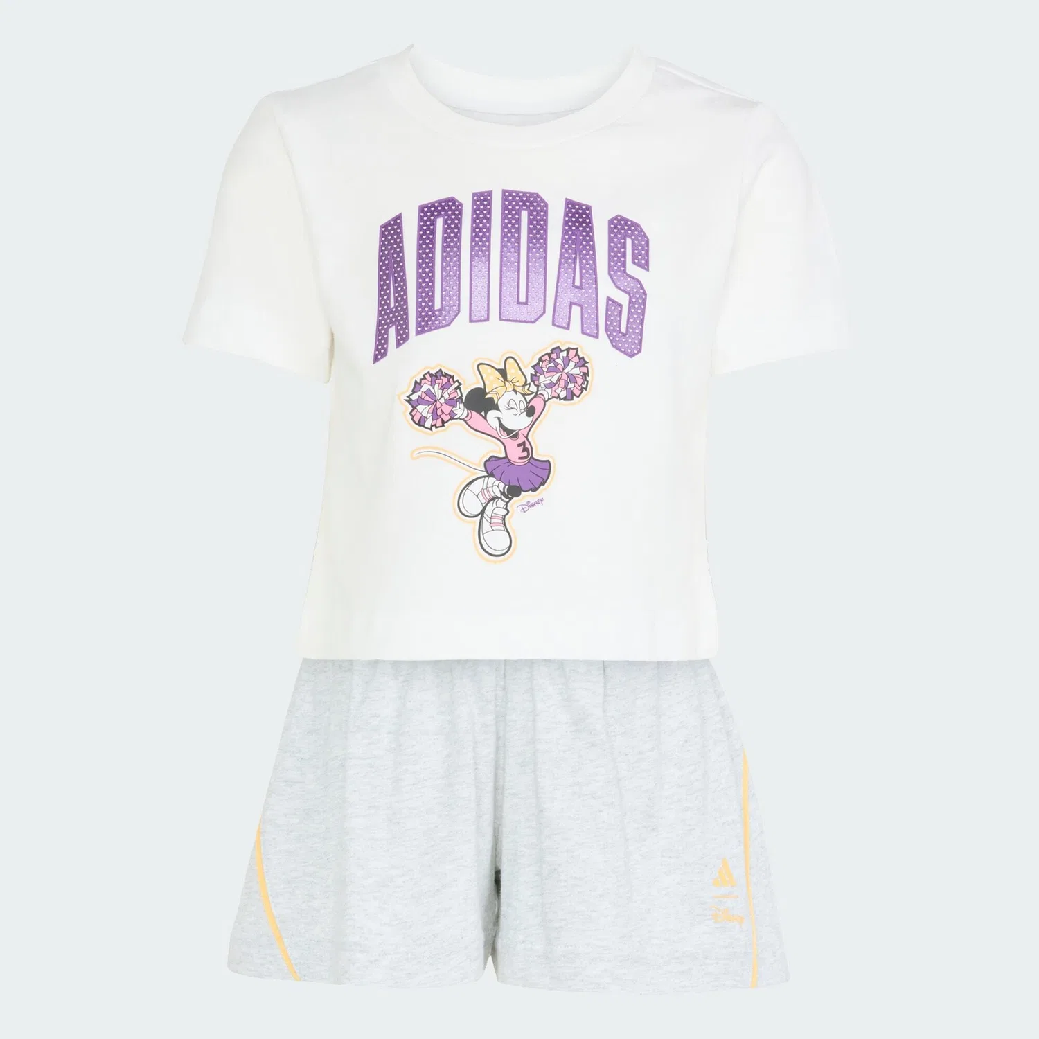Детский комплект из футболки и шорт с принтом Minnie Mouse Adidas, Weiss Hellorange