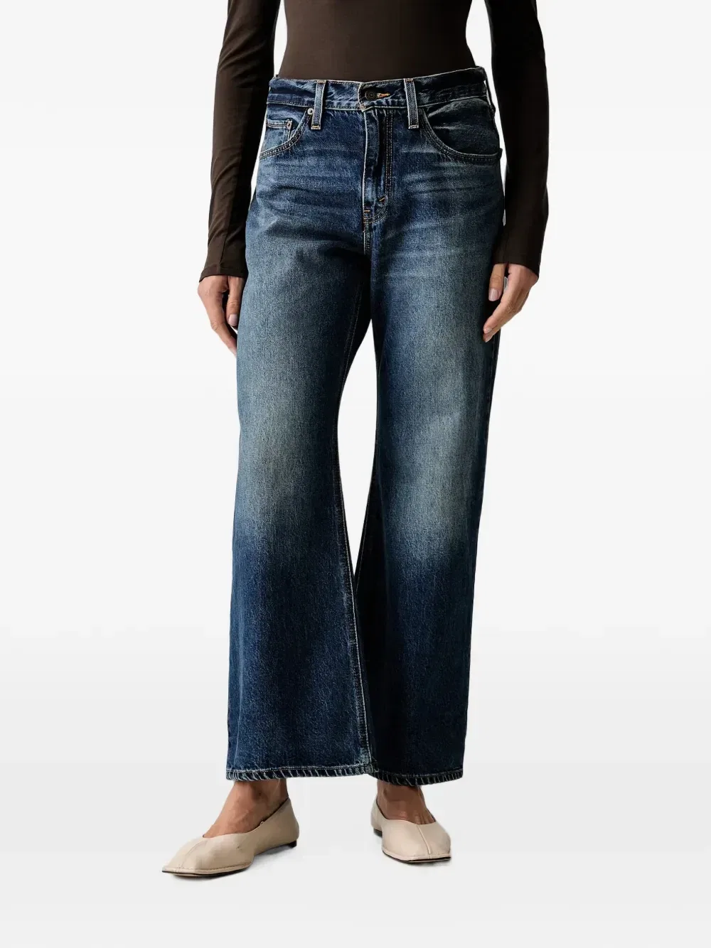Широкие джинсы с потертостями Levi's, синий