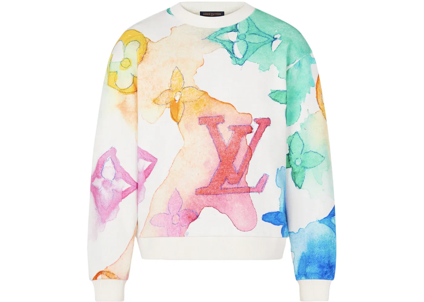 Мужской свитшот с принтом Louis Vuitton Watercolor Giant Monogram, White