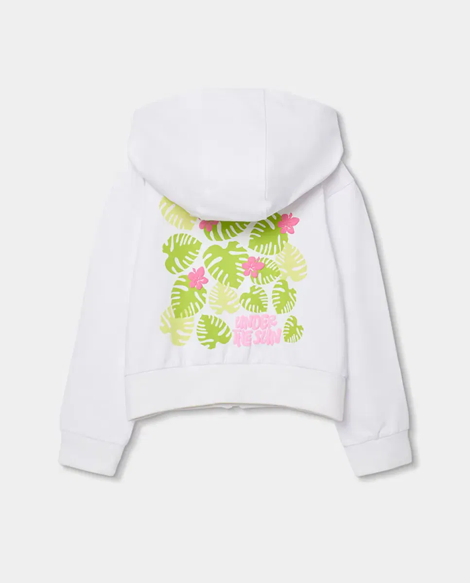 Детская куртка из флиса для девочек с принтом Boboli, Blanco Rosa — фото 3