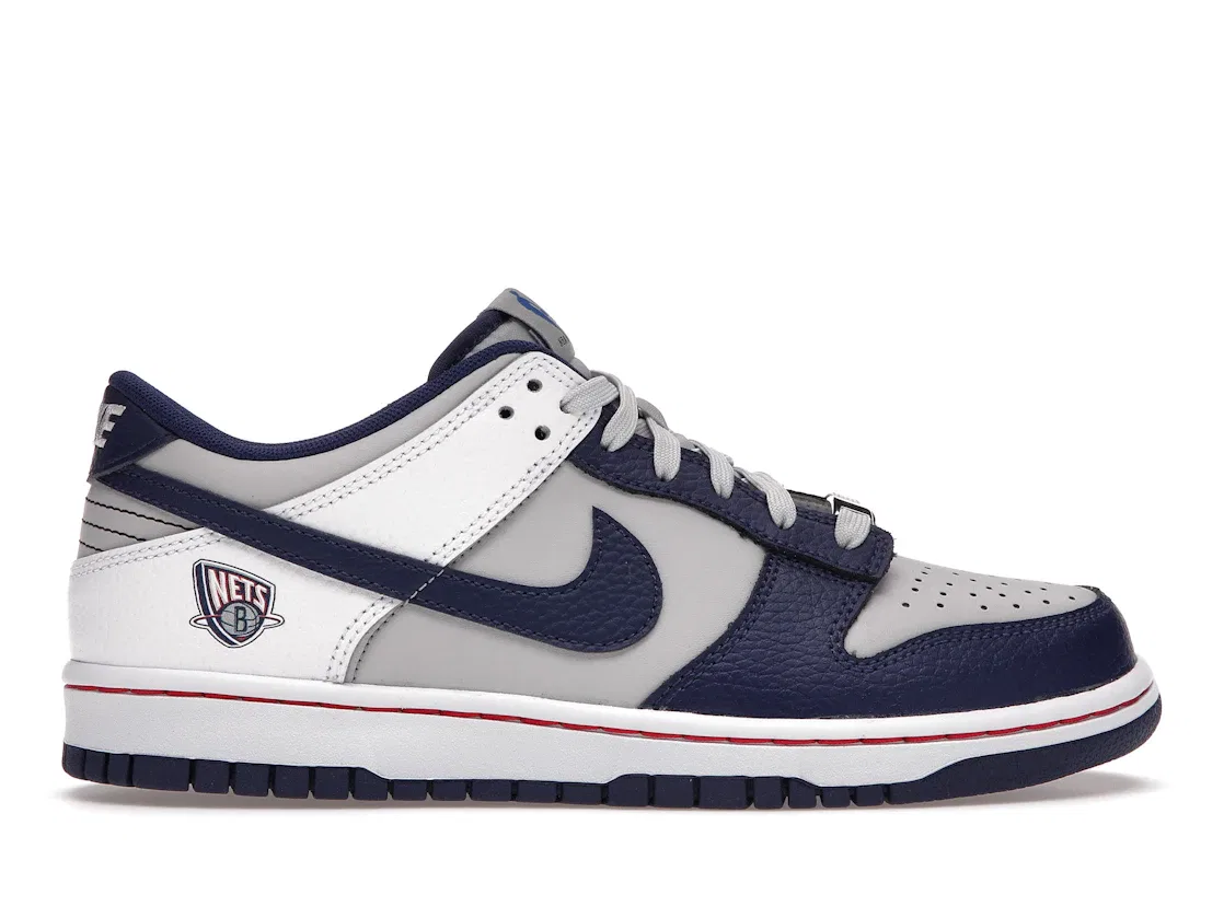 Детские кроссовки Lifestyle с принтом Nike Nike Dunk Low EMB, Grey Fog/White/Blue Void/Blue Void