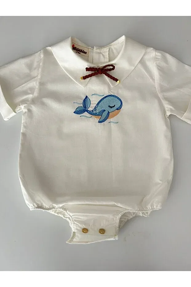 Детская рубашка для мальчиков с вышивкой Il Mio Bambino, Ecru — фото 2